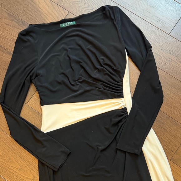 Ralph Lauren Black and White Long Sleeve Dress Size 4 - Picture 4 of 7